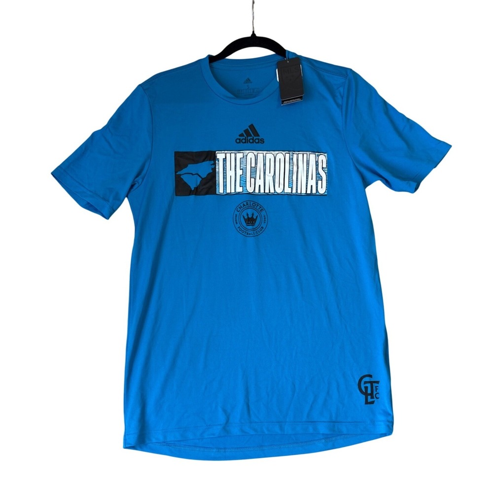 Adidas Charlotte FC T-Shirt Mens Blue The Carolinas Graphic New SIZE Small